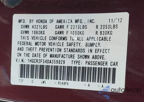 2013 Honda Accord Sport from USA, damaged, VIN 1HGCR2F54DA059829